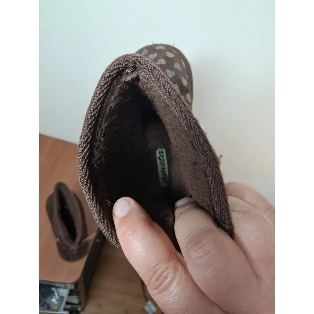 Ameta Boots Winter Brown Silver Toddler Girls Size 8